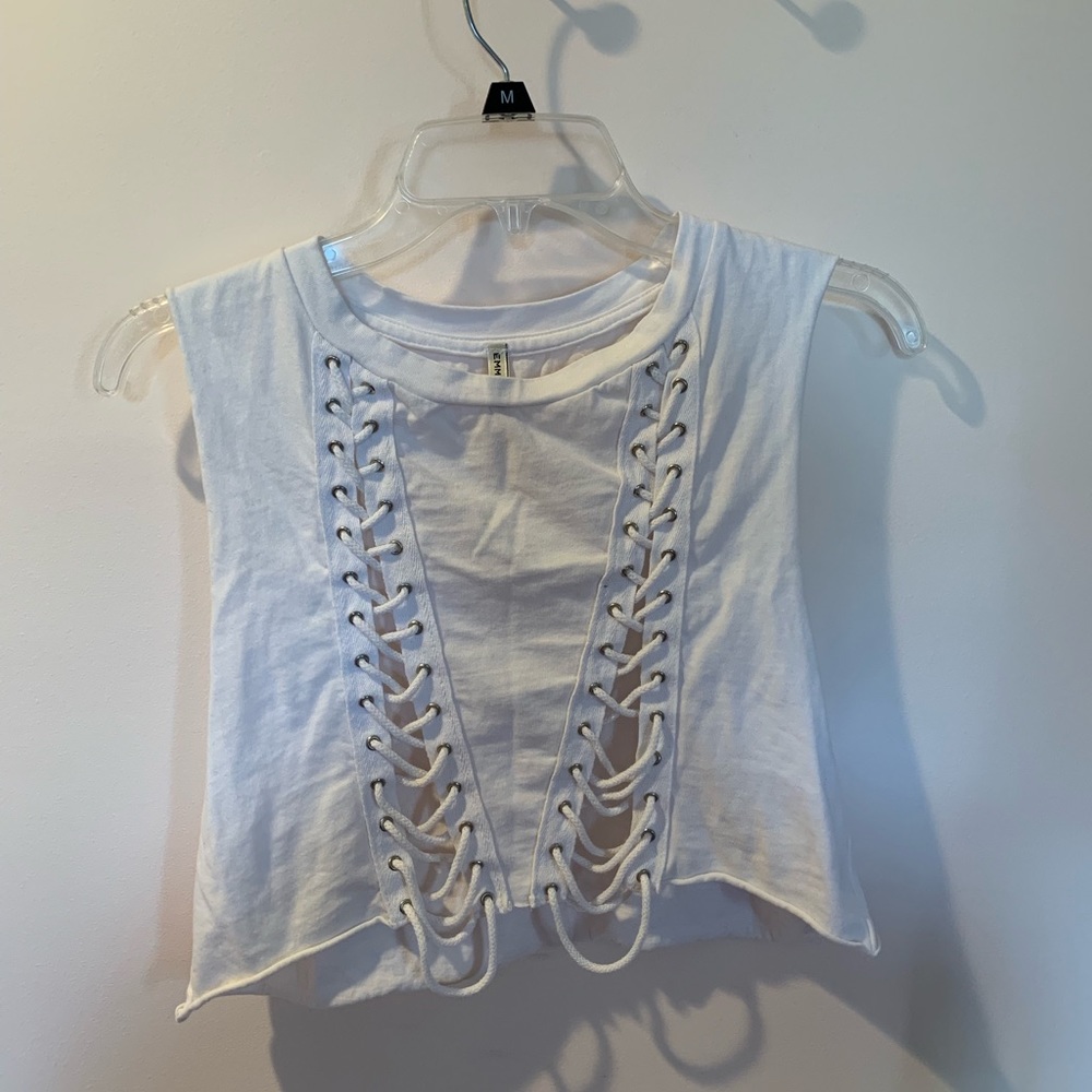 LF Emma & Sam white crop top